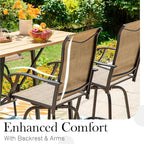 Sophia & William Outdoor Bar Set, Patio Bar Table and Chairs Set, Bar Height Patio Set - 4 x Swivel Bar Chairs(Brown), 1 x Rectangular Bar Table(Black)