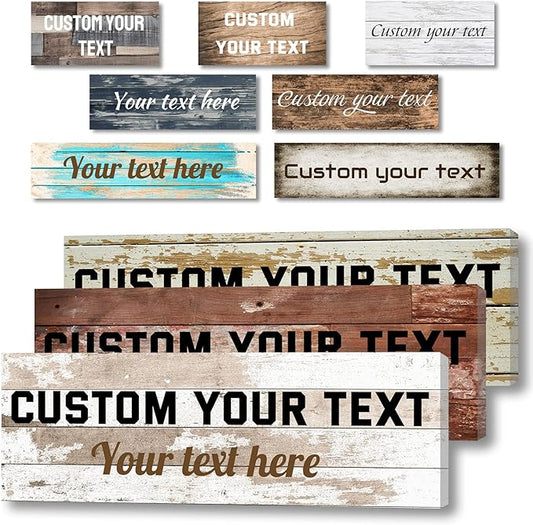 LZIMU Custom Text Signs Wall Decor Personalized Canvas Quote Family Sign Wall Art Wood Background Rustic Farmhouse Decor Framed (6"x18")