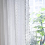 Sutuo Home Cream White Crochet Boho Curtain 84 Inches Length, Sheer Lace Handmade Tassels Knitted Window Treatment Vintage Rustic Bohemian Farmhouse Drape for Bedroom Rod Pocket 1 Panel 59" W x 84" L