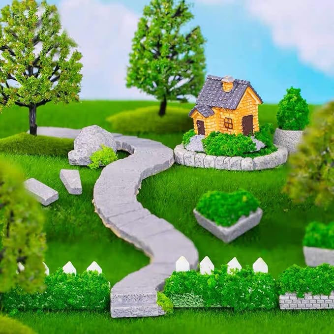 8 Packs 6 X 6 Inch Fake Grass Decor for Crafts, Artificial Grass for Dollhouse Miniature Ornament Projects, Model Turf Grass for DIY Fairy Garden Accessories and Decor Kit