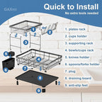 GAXmi Dish Drying Rack Over The Sink Dish Drainer with Drainboard Utensil Holder Cup Holder, 2-Tier Grey