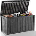 150 Gallon Outdoor Deck Box,Storage Lockable Waterproof Patio Furniture,Garden Tools,Cushions,Pool Accessories Outside Storage Resin Box(Black)