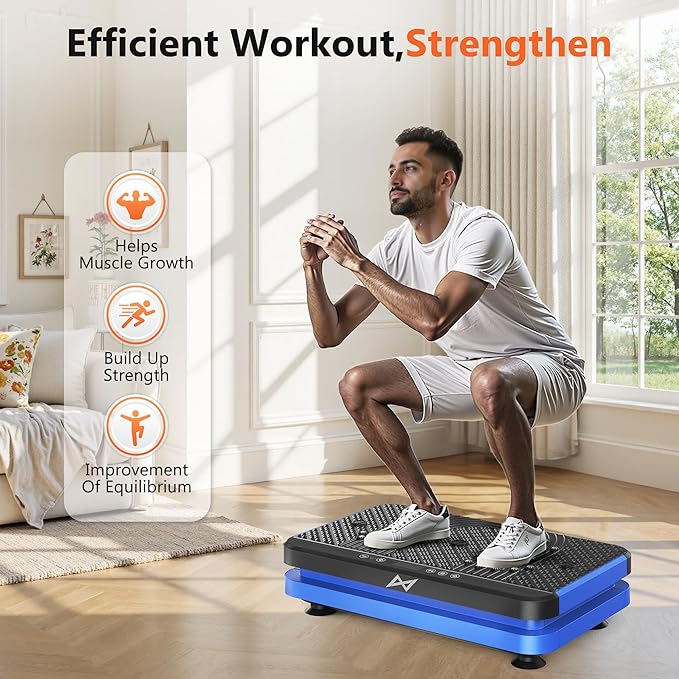 AXV Vibration Plate Fitness Platform Exercise Machine Vibrating Lymphatic Drainage Shaking Full Body Shaker Workout Vibrate Stand Shake Board Sport Gym for Weight Loss Fat Burner for Women Men