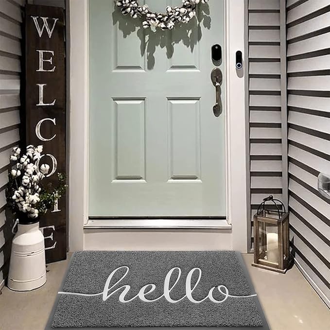Door Mat (36"x24",Grey), Durable Welcome Mat Low Profile Floor Mat Front Doormat Non Slip Mats Entrance Rectangular Easy to Clean Doormat, for Entryway, Patio, High Traffic Areas