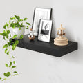 Deep Floating Shelves for Wall | 24 Inch Wide x 12 Inch Deep Black Floating Shelves | 24W x 12D Rustic Wood Wide Wall Shelves | Bookshelf Laundry Shelf TV Shelf
