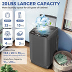 Nictemaw Portable Washing Machine, 20Lbs Capacity Full-Automatic Portable Washer Machine, 2.8Cu.ft Compact Laundry Machine with Drain Pump, 10 Programs & 8 Water Levels for Apartment Dorm RV