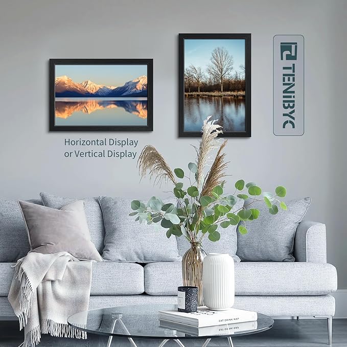 12x18 Poster Frame Set - 3 Pack, Textured Black Solid Wood with HD Tempered Glass, Wall Gallery Picture Photo Frame