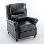 UIXE Pushback Recliner Chair, PU Leather Armchair Push Back Accent Chair for Living Room, Rivet Trim Club Chair Home Theater Overstuffed Single Sofa Bedroom Reading Seat - Black