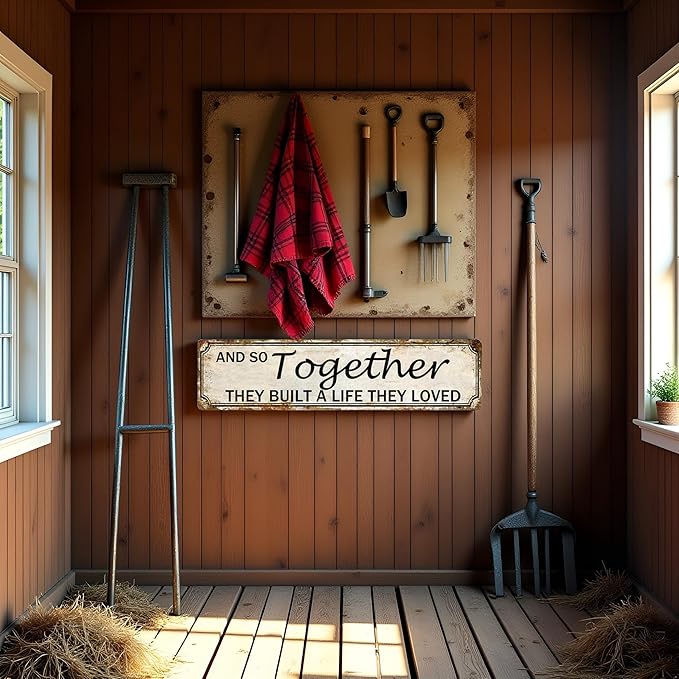 And So Together They Built A Life They Loved Tin Sign Farmhouse Wall Decor Rustic Home Decor Farm House Decorations For Home 4x16 Inch