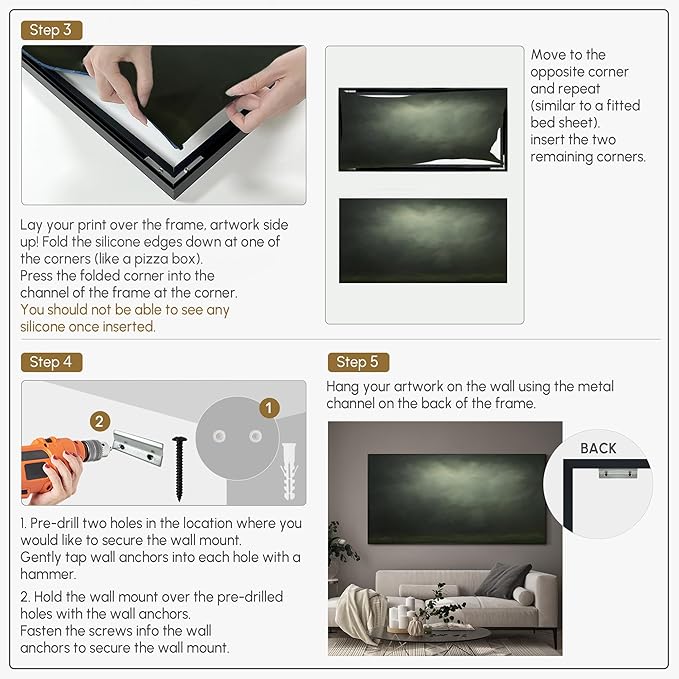 SIGNWIN 24"x46" Extra Large Framed Wall Art Moody Green Abstract Cloudscape, Minimalist Atmospheric Print for Home Living Room Bedroom Decor (Frame Assembly Required)