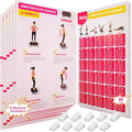 Vibration Plate Exercise Machine Poster - Upgraded 6 Workout Guidance & 10 Pcs Planner & 10 Pcs Double-Sided Clips, Comprehensive Whole Body Wave Vibrating Workout Chart, Pink