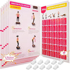 Vibration Plate Exercise Machine Poster - Upgraded 6 Workout Guidance & 10 Pcs Planner & 10 Pcs Double-Sided Clips, Comprehensive Whole Body Wave Vibrating Workout Chart, Pink