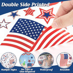 158 Pcs 4th of July Window Clings, 9 Sheets Patriotic Window Clings Decals, Watercolor Double-Sided American Flag Stars Firework Window Stickers for Independence Day Parade Veterans Memorial Day Decor