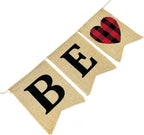 Valentine’s Day Party Decorations Be Mine Felt Sign Burlap Pennant Banner Flag Heart with Black Red Buffalo Plaid Fabric Ribbon for Valentine’s Day Wedding Birthday Party Supplies