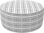 LVTXIII Outdoor/Indoor Inflatable Ottoman, Patio Footrest Stool, Portable Round Ottoman for Patio Garden, Camping or Home, Herringbone Black White