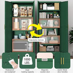 Kitchen Pantry Storage Cabinet with Doors and Adjustable Shelves, Metal ClosetMaid Food Pantry Cabinets, 75" Tall Freestanding Cupboard for Kitchen, Laundry or Utility Room, Green