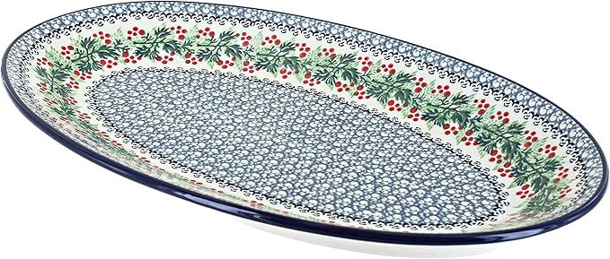 Blue Rose Polish Pottery Noelle Oval Platter