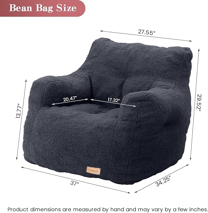 Bean Bag Chair with Filler, Bean Bag Sofa with Tufted Soft Stuffed Filling, Fluffy and Lazy Sofa, Comfy Cozy BeanBag Chairs with Memory Foam for Dorm, Apartment, Living Room (Blue)