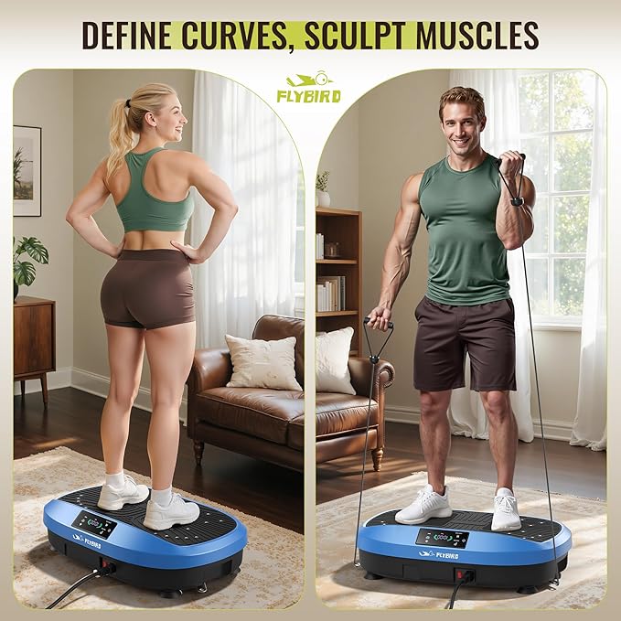 FLYBIRD Vibration Plate Exercise Machine, 120 Adjustable Speed High Intensity Vibration for Muscle Toning Weight Loss Lymphatic Drainage, Full Body Workout Vibration Plate Ideal for Fitness & Recovery