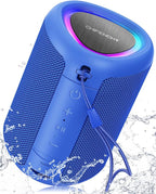 Portable Bluetooth Speaker with Lights, Stocking Stuffers, Powerful Crystal Clear Sound, IPX5 Waterproof, All Day Playtime, BT 5.3, TWS Paring, Small Wireless Speaker for Outdoor, White Elephant Gifts