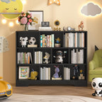 Book Shelf Set of 2, 10 Cubes Storage Organizer, 3-Tier Open Bookshelf Wooden Bookcase, Freestanding Black Bookshelf Cube Shelf for Bedroom, Living Room, Home Office
