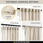 MYSKY HOME Ceiling Curtains for Living Room, Soft Cotton Curtain Polyester Blend Semi Sheers Light Filtering Window Treatments Decor Back Tab Top Panel, 50" x 95", Light Oatmeal, 2 PCs