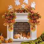 RECUTMS 2pcs Artificial Hanging Maple Leaves Plants Fake Fall Vines Plants Faux Autumn Hanging Fall Artificial Mums for Indoor Outdoor Thanksgiving Party Wedding Home Wall Door Decor(Green Yellow)