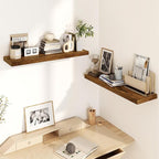 30 Inch Floating Shelves, Rustic Floating Wall Shelves 8 Inch Deep, 30 x 8 Floating Shelves for Home Decor, Deep Storage Shelves for Kitchen, Bathroom, Living Room, Rustic Brown Color, Set of 2