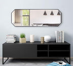 Kate and Laurel Rhodes Modern Full Length Octagon Wall Mirror, 16 x 48, Black, Decorative Glam Geometric Wall Accent