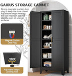 75.2" Tall Storage Cabinet, Pantry Storage Cabinets with 2 Door and 5 Adjustable Shelves, Black Kitchen Food Cabinet, Metal Utility Cabinets for Kitchen, Dinning Room, Laundry Room