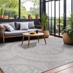Medallion Outdoor Rug 8x10 Washable Outside Carpet for Indoor Patio Porch Waterproof Easy Cleaning Non Shedding Area Rugs Gray 8 x 10