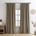 RAIN CITY Extra Wide Blackout Curtains 2 Panels Set,70 Inch Wide Back Tab Pleated Curtains with Hooks Track System,Energy Efficinet Drapes for Dining Room Hoom Office 70x108 in Length,Linen Brown