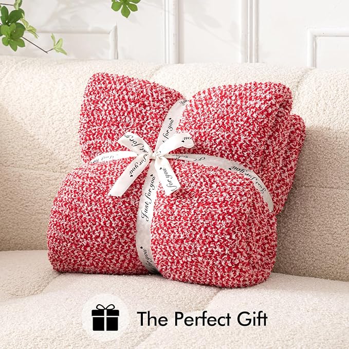MIULEE Red Super Soft Throw Blanket for Couch, Cozy Fluffy Warm Blankets Lightweight Knit Throw Blankets for Sofa, Bed, Chair, Living Room, Camping, Picnic, 60 x 80 inch