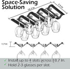 Bariboo Wine Glass Storage Case – Hang 8-12 Glasses on Your 18.7 x 9 x 1.7 In., Dust-Free Wine Glass Holder – Under-Shelf & Under-Cabinet Wine Glass Holder Rack with Assembly Manual & Video