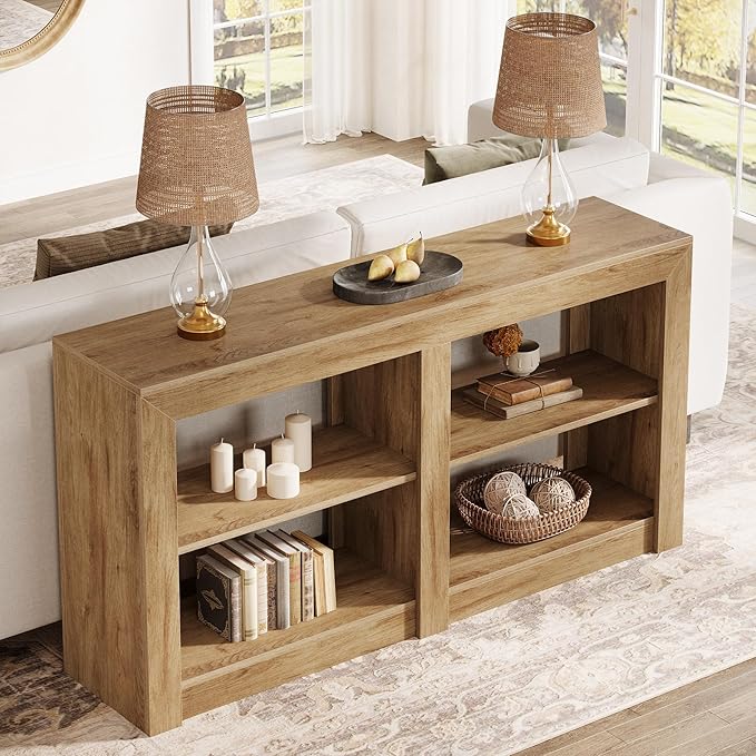 Tribesigns Farmhouse Console Table, Hallway Table for Entryway, Wood Console Behind Couch for Living Room, Hallway, Foyer, Oak