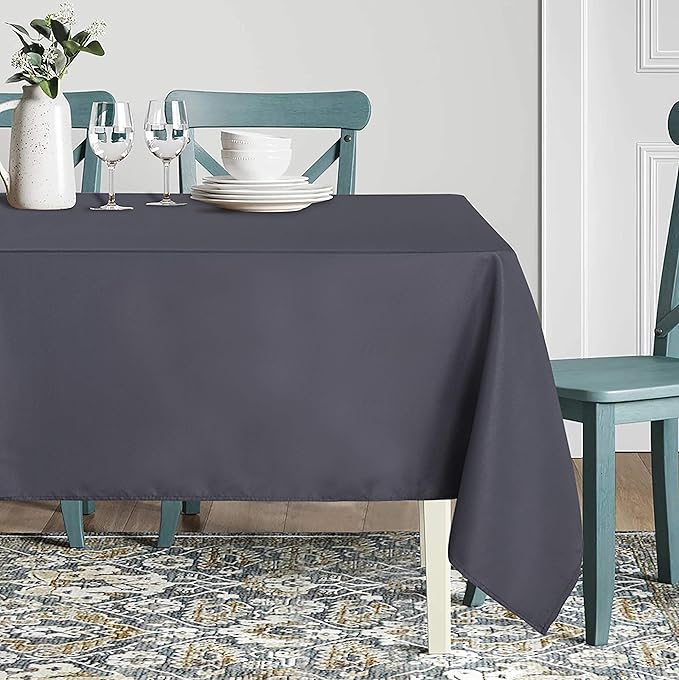 sancua Rectangle Tablecloth - 60 x 120 Inch - Stain and Wrinkle Resistant Washable Polyester Table Cloth, Decorative Fabric Table Cover for Dining Tables, Buffet Parties and Camping, Grey