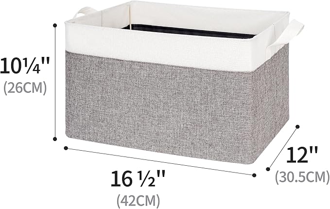 GRANNY SAYS Storage Baskets for Shelves, Closet Organizer Bins, Clothes Storage Bins with Metal Frame, Extra Large Baskets for Organizing and Storage, Collapsible, Gray&White, 2-Pack