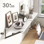 Fun Memories 10 Inch Deep Floating Shelves, White Floating Shelf 16 Inch Long, 16" W x 10" D Wall Shelves Set of 2, Deep Shelves for Books, Wide Floating Shelves for Bahtoom, Living Room, Kitchen