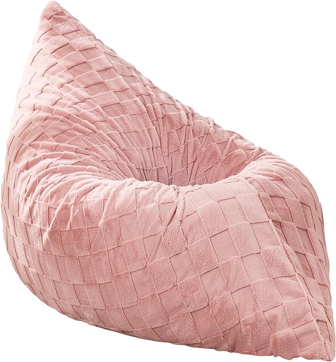 Hobestluk 3 in 1 Bean Bag Chair Giant Bean Bag Chairs for Adults with Plaid Cover Convertible Bean Bag Floor Cushion with Machine Washable Cover for Living Room (Plaid Pink)