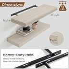 Heimlove 36 Inch Floating Shelves for Wall,10 Inch Deep Grey Wood Shelves with Invisible Brackets,Wall Mounted Storage & Display Shelves for Bedroom,Living Room,Kitchen,Office