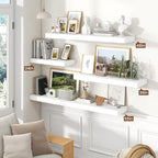 Heimlove 48" White Floating Shelves for Wall,10 Deep Rustic Wood Display & Storage Wall Shelves with Heavy Duty Brackets for Bathroom,Bedroom,Kitchen,Living Room,Office,Set of 2
