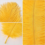 THARAHT Golden Yellow Ostrich Feathers 12pcs Natural Bulk 8-10Inch 20cm-25cm for Crafts Wedding Party Centerpieces Halloween and Home Decoration Feathers