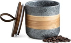 Ceramic Jar with Lid Airtight, Coffee Container Kitchen Food Storage Jars for Spice Sugar Tea Bag, Stackable Decorative Jars for Countertop, Grey & 18oz