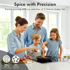 Glass Spice Jars with Label and Stainless Steel Lids (24 x 4oz) Spice Containers with 240 Labels, Shaker Inserts, Steel Funnel, Empty Square Empty Square Seasoning Organizer (Black)