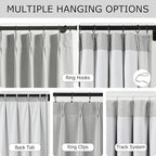Vision Home Light Grey Pinch Pleated Full Blackout Curtains Linen Blended Room Darkening Curtain Panels 84 inch for Living Room Bedroom Thermal Insulated Pinch Pleat Drapes with Hooks 40" Wx84 Lx2