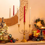 Sziqiqi Gold Taper Candle Holder for Centerpiece - 3-Candle Candlesticks Holder for Wedding Table Centerpieces Metal Candle Stick Holders Fireplace Mantle Decor