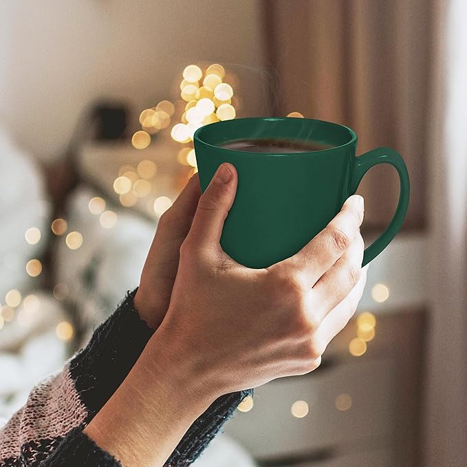 DISCOUNT PROMOS Glossy Ceramic Latte Coffee Mug 12 oz. Set of 10, Bulk Pack - Perfect for Tea, Espresso, Cappuccino, Hot Cocoa - Green