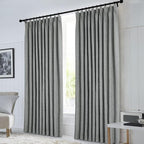 Macochico 100% Blackout Pinch Pleated Linen Curtains 84 Inch Length Thermal Blackout Curtains for Bedroom Living Room Nursery Mid Grey Farmhouse Burlap Curtains with Tieback 52”Wx84”L 1 Panel