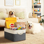 SIMPLE HOUSEWARE Large Fabric Storage Bin, 15.7" x 12" with Braided Handles, 3 Pack, Dark Gray
