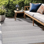 Stripe Outdoor Rug 9x12 Washable Outside Carpet for Indoor Patio Porch Waterproof Easy Cleaning Non Shedding Area Rugs Gray 9 x 12